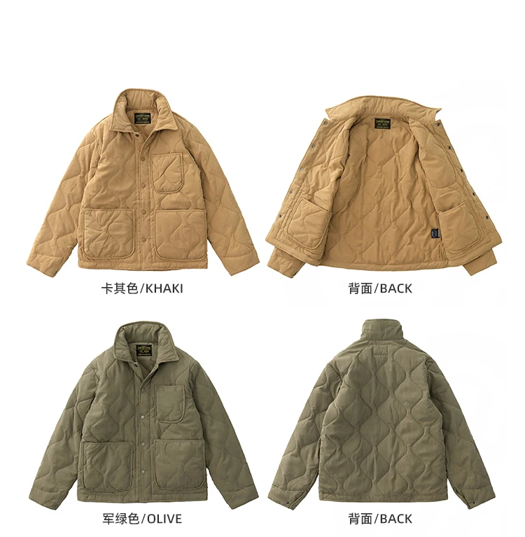 Winter New American Retro Long Sleeve Lapel Cotton-padded Cargo Jacket Men's Simple Thick Inner Liner Casual Multi-pocket Coat