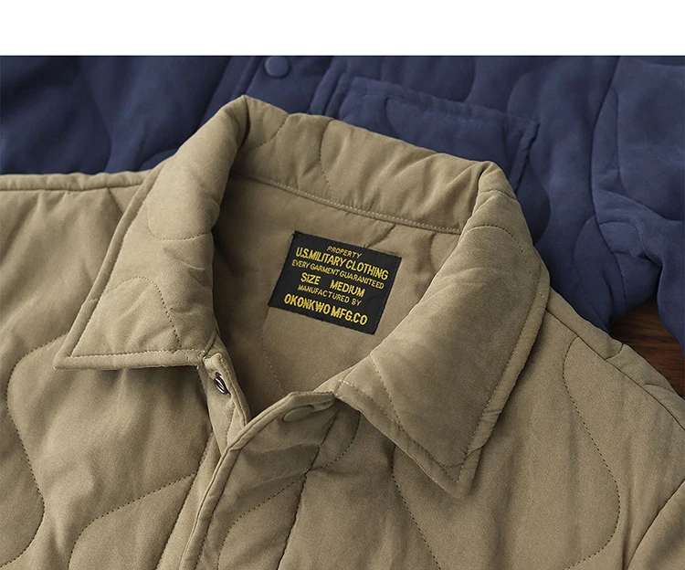 Winter New American Retro Long Sleeve Lapel Cotton-padded Cargo Jacket Men's Simple Thick Inner Liner Casual Multi-pocket Coat