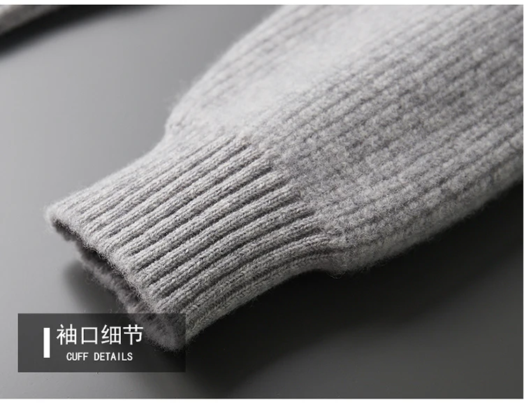 YTFidio 100% Wool Men Sweater Half High Collar Zipper Sweater with pocket Thickened Warm Loose Solid Cardigan Knitwear Basic 193