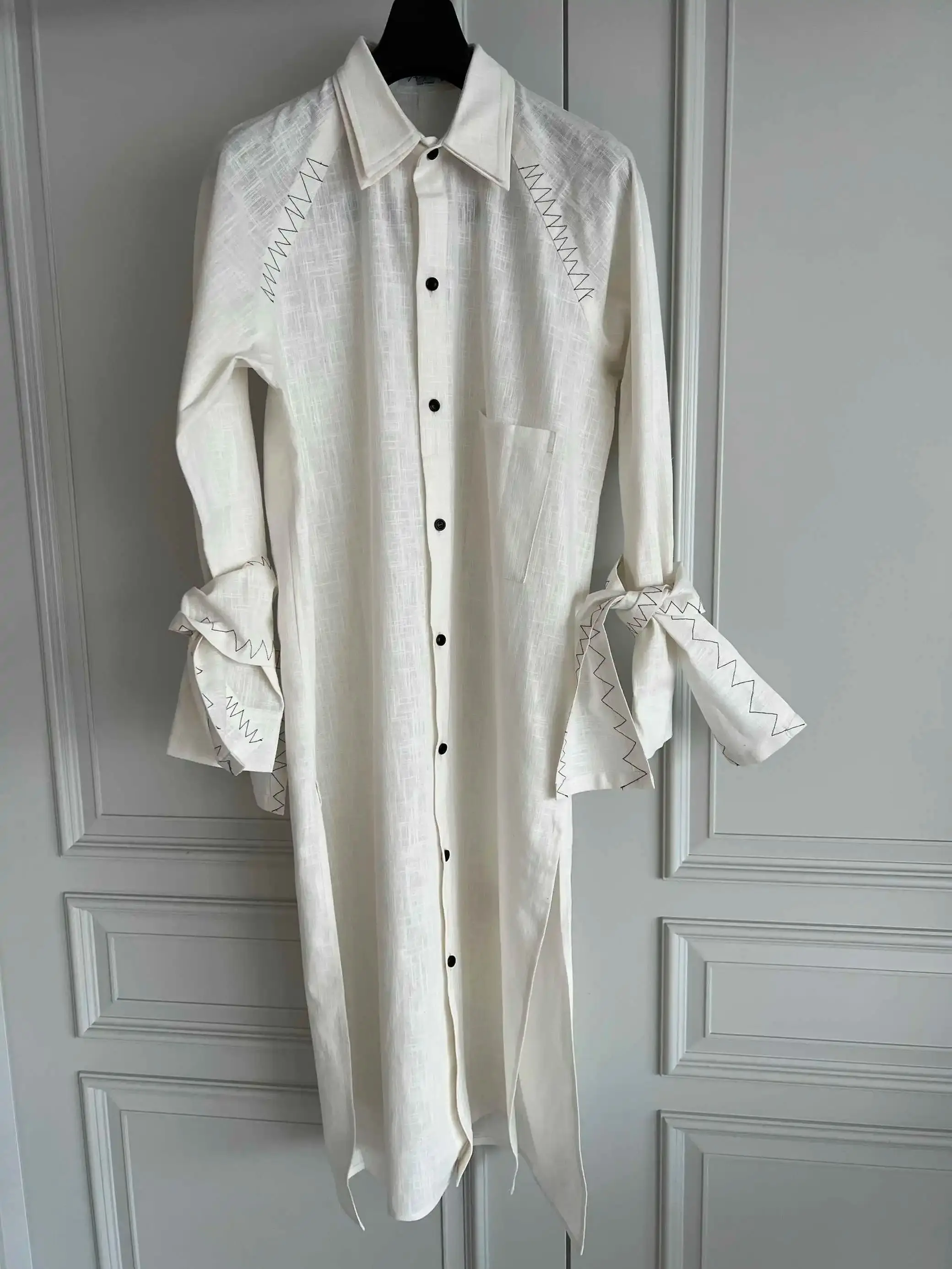 TOP-YAMAMOTO original Design 24SS LOOK29 mid-length irregular stitching design shirt