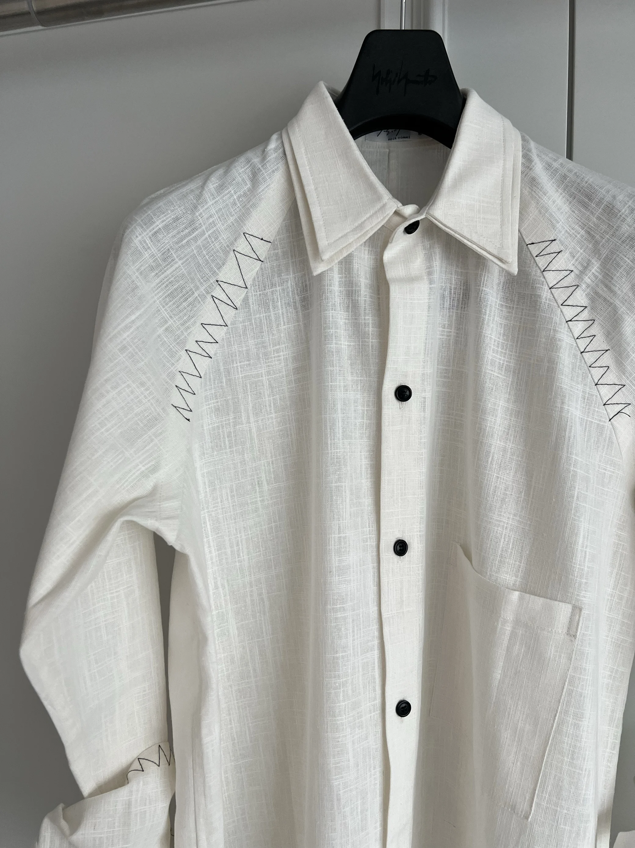 TOP-YAMAMOTO original Design 24SS LOOK29 mid-length irregular stitching design shirt
