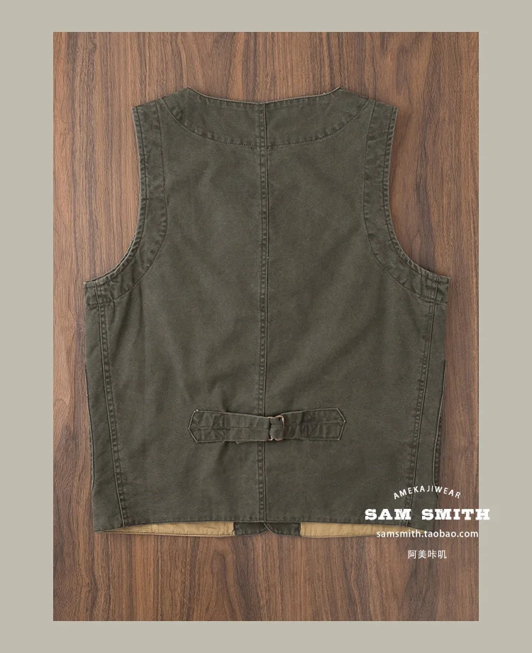 Heavyweight Amekaji American Retro Double-layer 12oz Canvas Outdoor Layered Vest Pockets Workwear Vest for Men Spring Autumn