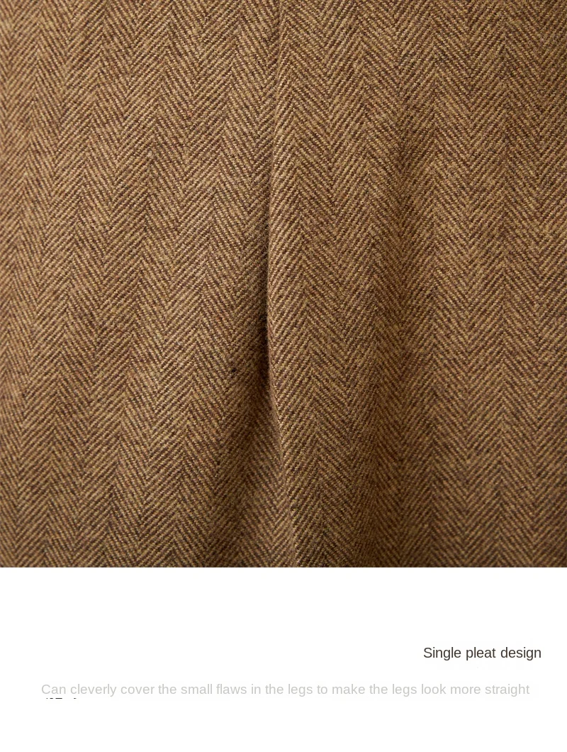 40% Wool Winter Thick Warm Naples Casual High Waist Straight Pants Commuter Retro Men