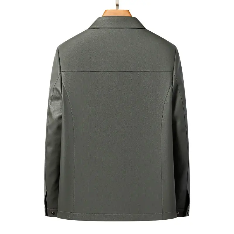 Men's Fashion Casual Large-Sized Goatskin Leather Jacket Lapel Coat High-End Spring Autumn 2025