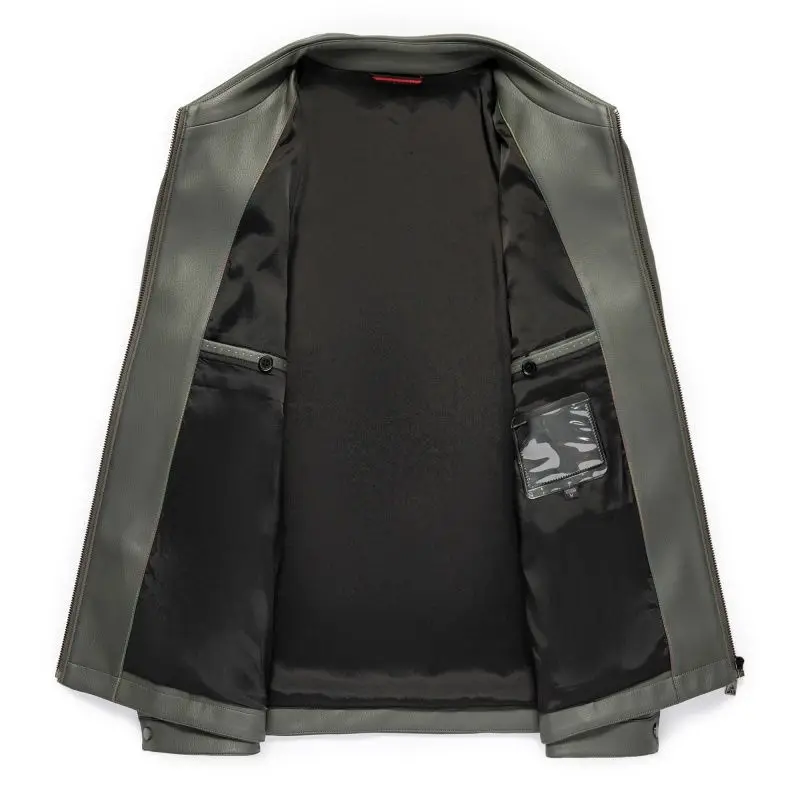 Men's Fashion Casual Large-Sized Goatskin Leather Jacket Lapel Coat High-End Spring Autumn 2025