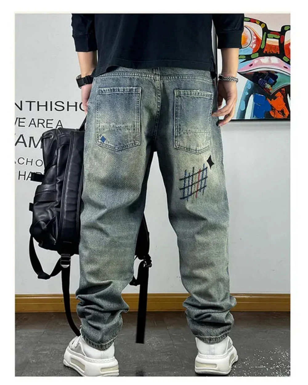 High Quality Streetwear Ragged Patch Embroidery Ripped Jeans For Men Fashion Men Clothing Distressed Denim Pants Male Trousers