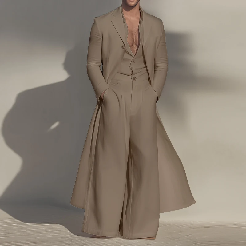 INCERUN Men Sets Solid Lapel Long Sleeve Blazer & Jumpsuits Pants Two Pieces Sets Streetwear Loose Fashion Casual Men's Suits