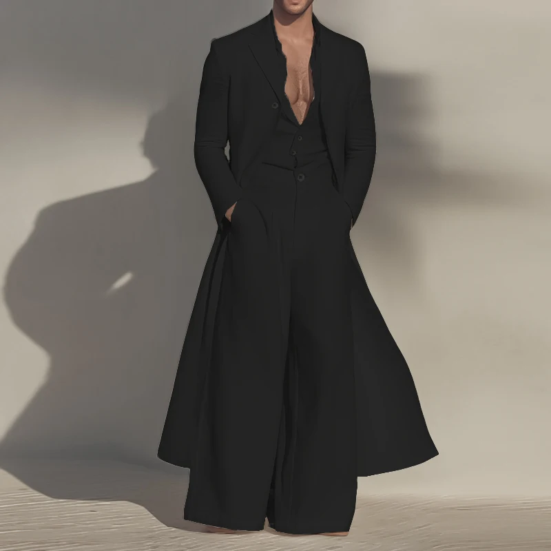 INCERUN Men Sets Solid Lapel Long Sleeve Blazer & Jumpsuits Pants Two Pieces Sets Streetwear Loose Fashion Casual Men's Suits
