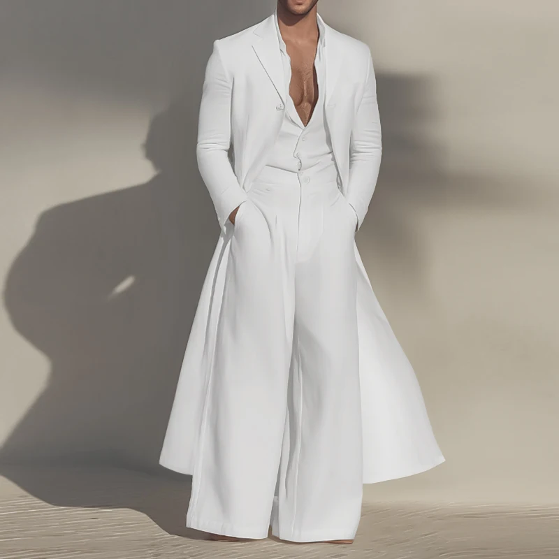 INCERUN Men Sets Solid Lapel Long Sleeve Blazer & Jumpsuits Pants Two Pieces Sets Streetwear Loose Fashion Casual Men's Suits
