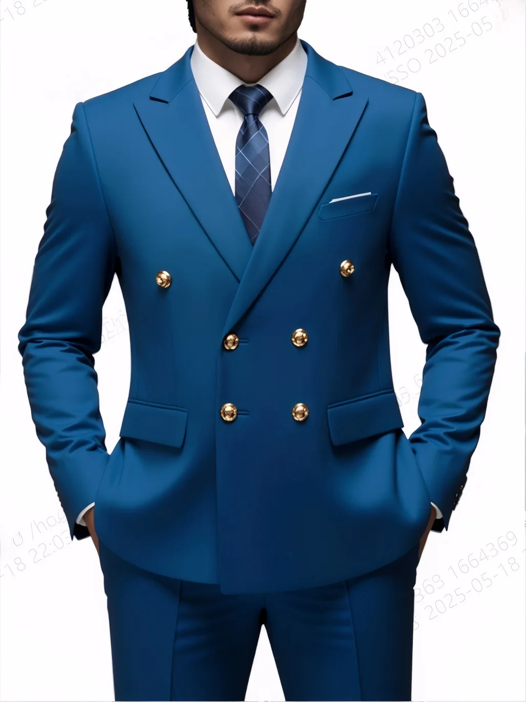 Men Double Breasted Suit Black Slim Fit High Quality Wedding Costume Party Prom Gold Button Male Suits