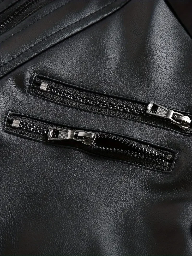 Motorcycle Leather Jackets Man Casual Fashion Motorcycle Coat Slim Fit Lapel PU Jackets Autumn Anti-wind Leather Coat Male