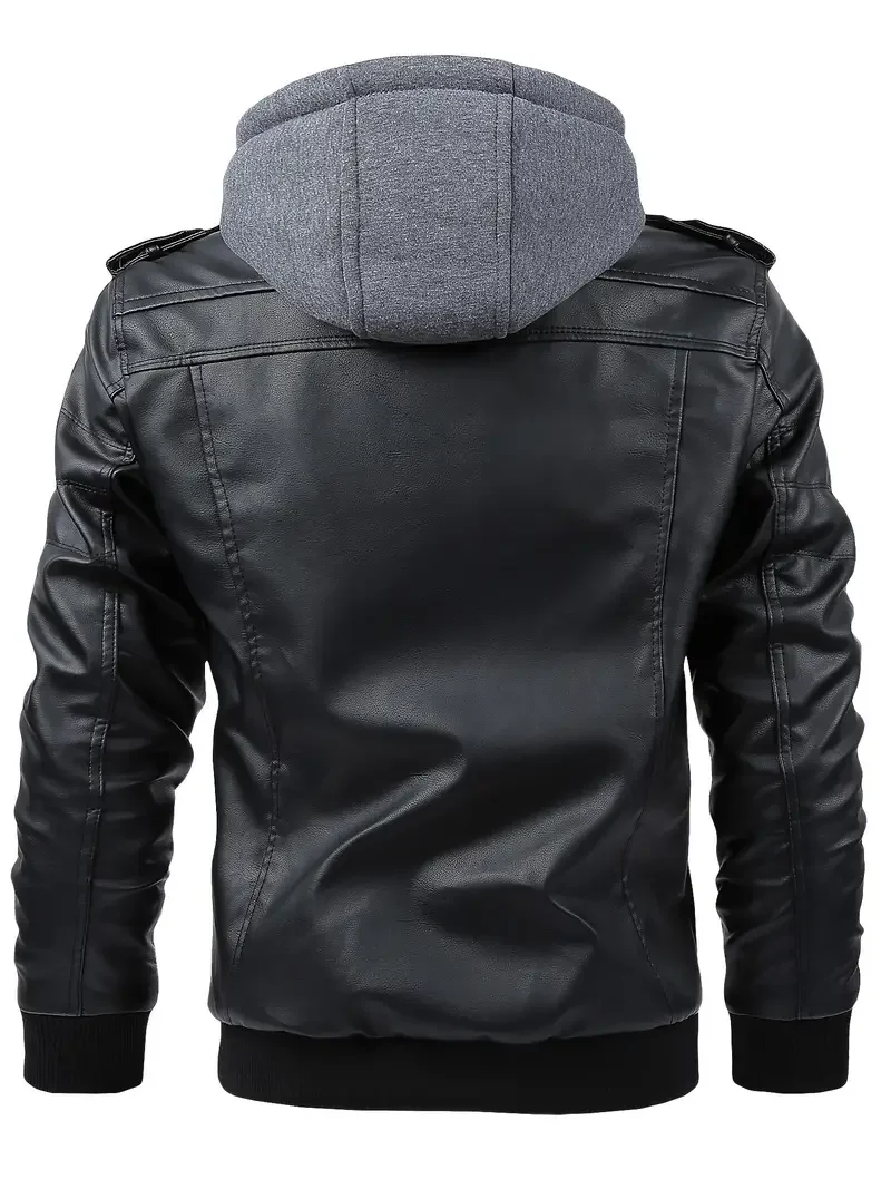 Motorcycle Leather Jackets Man Casual Fashion Motorcycle Coat Slim Fit Lapel PU Jackets Autumn Anti-wind Leather Coat Male