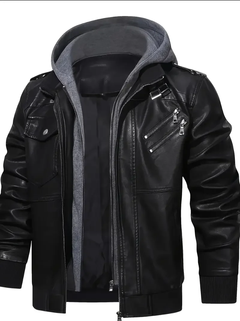 Motorcycle Leather Jackets Man Casual Fashion Motorcycle Coat Slim Fit Lapel PU Jackets Autumn Anti-wind Leather Coat Male