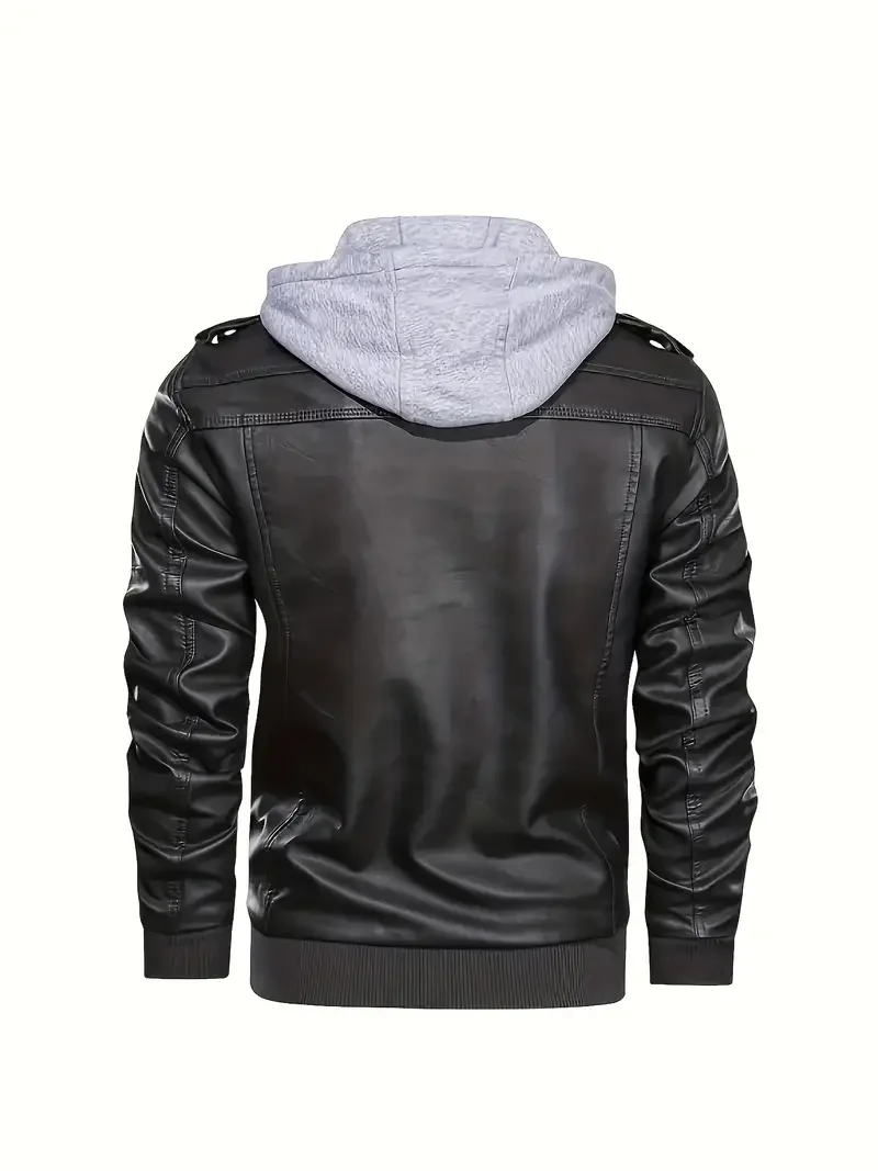 Motorcycle Leather Jackets Man Casual Fashion Motorcycle Coat Slim Fit Lapel PU Jackets Autumn Anti-wind Leather Coat Male