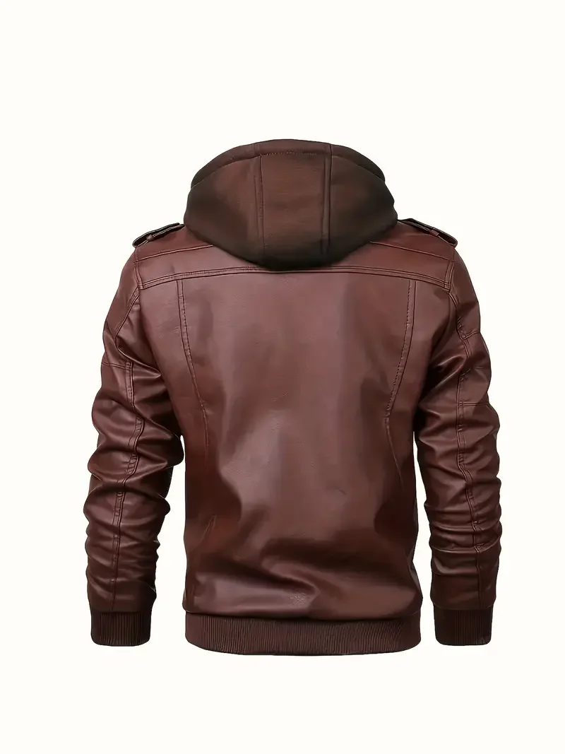 Motorcycle Leather Jackets Man Casual Fashion Motorcycle Coat Slim Fit Lapel PU Jackets Autumn Anti-wind Leather Coat Male