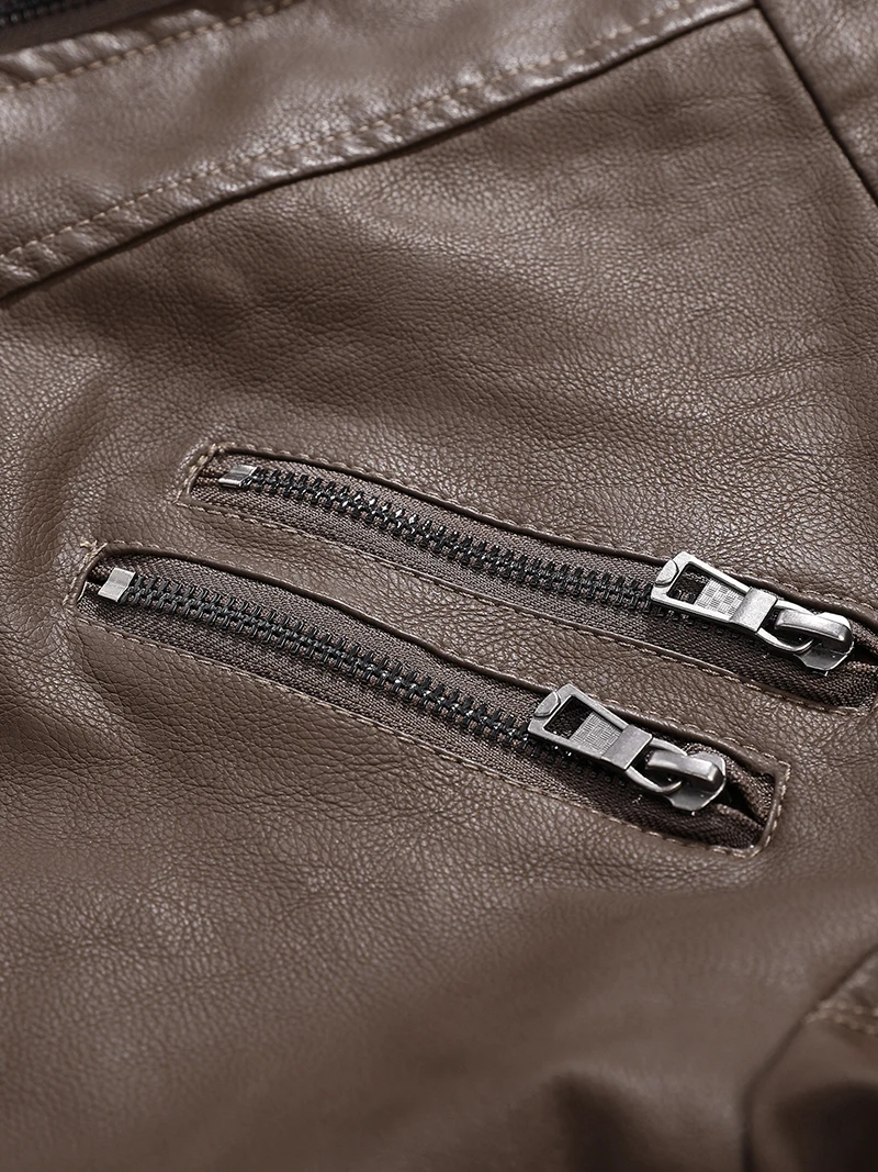 Motorcycle Leather Jackets Man Casual Fashion Motorcycle Coat Slim Fit Lapel PU Jackets Autumn Anti-wind Leather Coat Male
