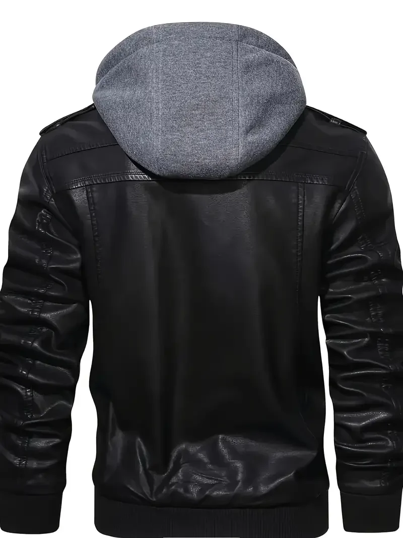 Motorcycle Leather Jackets Man Casual Fashion Motorcycle Coat Slim Fit Lapel PU Jackets Autumn Anti-wind Leather Coat Male