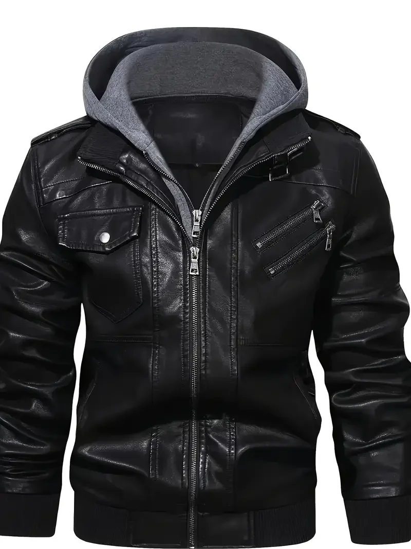Motorcycle Leather Jackets Man Casual Fashion Motorcycle Coat Slim Fit Lapel PU Jackets Autumn Anti-wind Leather Coat Male