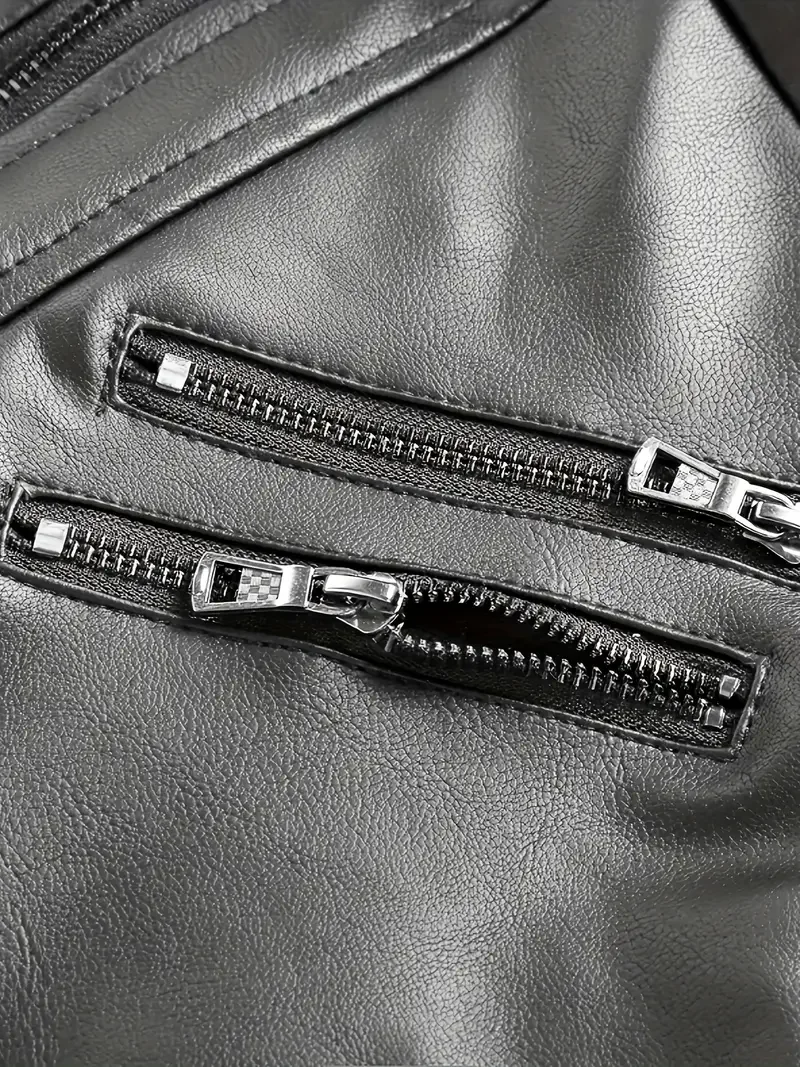 Motorcycle Leather Jackets Man Casual Fashion Motorcycle Coat Slim Fit Lapel PU Jackets Autumn Anti-wind Leather Coat Male
