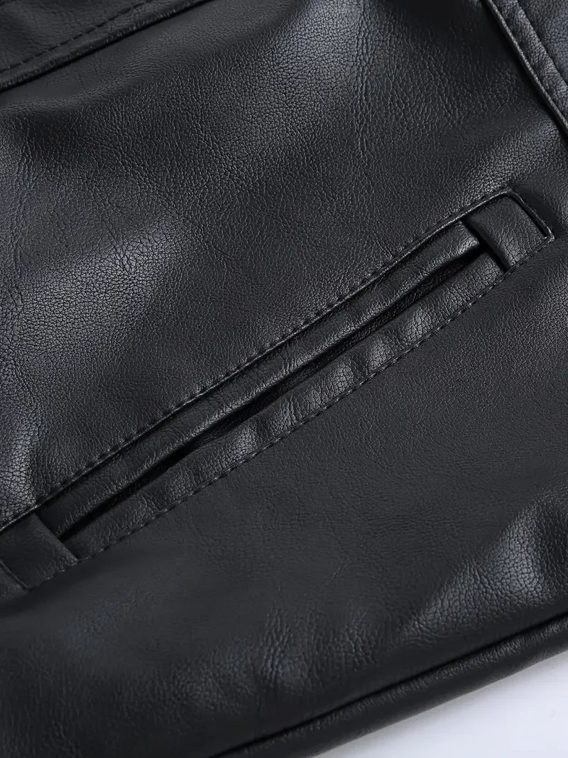 Motorcycle Leather Jackets Man Casual Fashion Motorcycle Coat Slim Fit Lapel PU Jackets Autumn Anti-wind Leather Coat Male