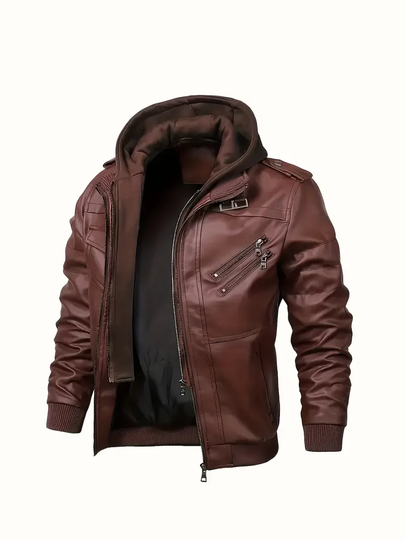 Motorcycle Leather Jackets Man Casual Fashion Motorcycle Coat Slim Fit Lapel PU Jackets Autumn Anti-wind Leather Coat Male
