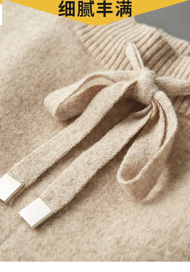 Autumn/Winter Men Sweater Suit Hooded Zipper Pullover Pants Thick Warm Casual Clothing 100% Cashmere Knitwear Trousers Tops