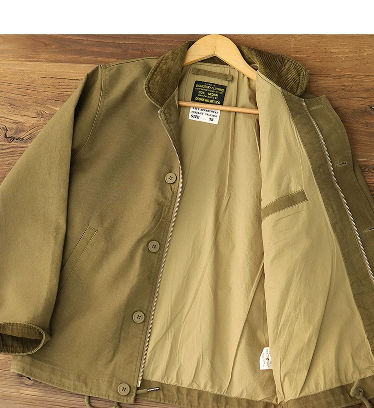 4603# 2024 Spring and Autumn New American Retro 11.5OZ Casual N1 Deck Jacket Men's Simple 100% Cotton Locomotive Cargo Coat