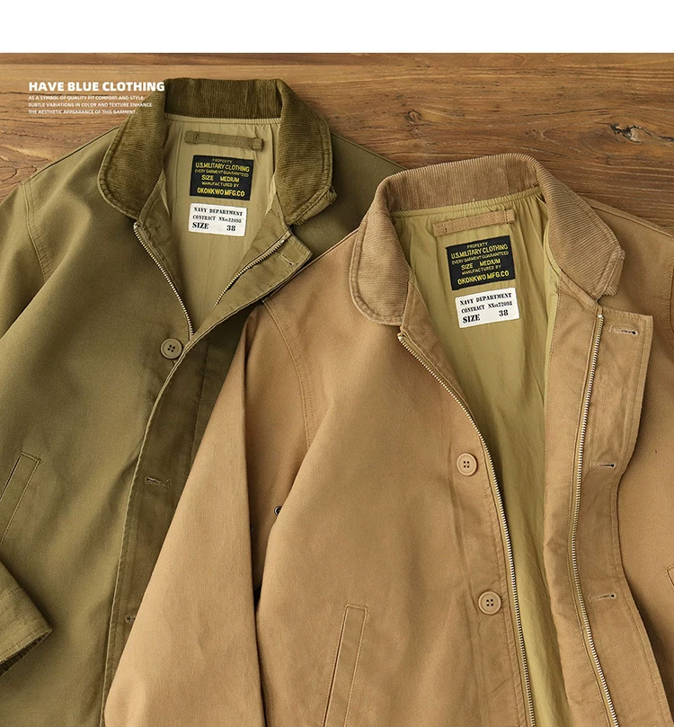 4603# 2024 Spring and Autumn New American Retro 11.5OZ Casual N1 Deck Jacket Men's Simple 100% Cotton Locomotive Cargo Coat