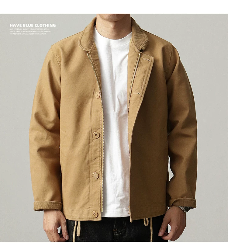 4603# 2024 Spring and Autumn New American Retro 11.5OZ Casual N1 Deck Jacket Men's Simple 100% Cotton Locomotive Cargo Coat