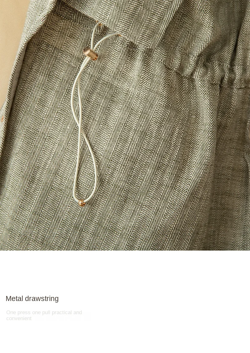 Cotton and Linen Vertical Collar Tight Waist M65 Hunting Jacket Retro All-match Spring and Summer Lightweight Casual Jacket