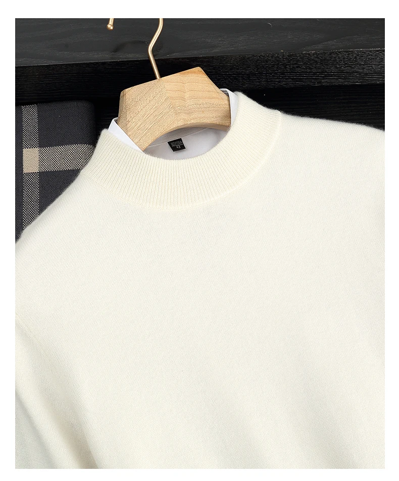 100% High-Quality Cashmere Men's Autumn and Winter Pullover, Semi High Neck Classic Versatile Warm Sweater Jacket