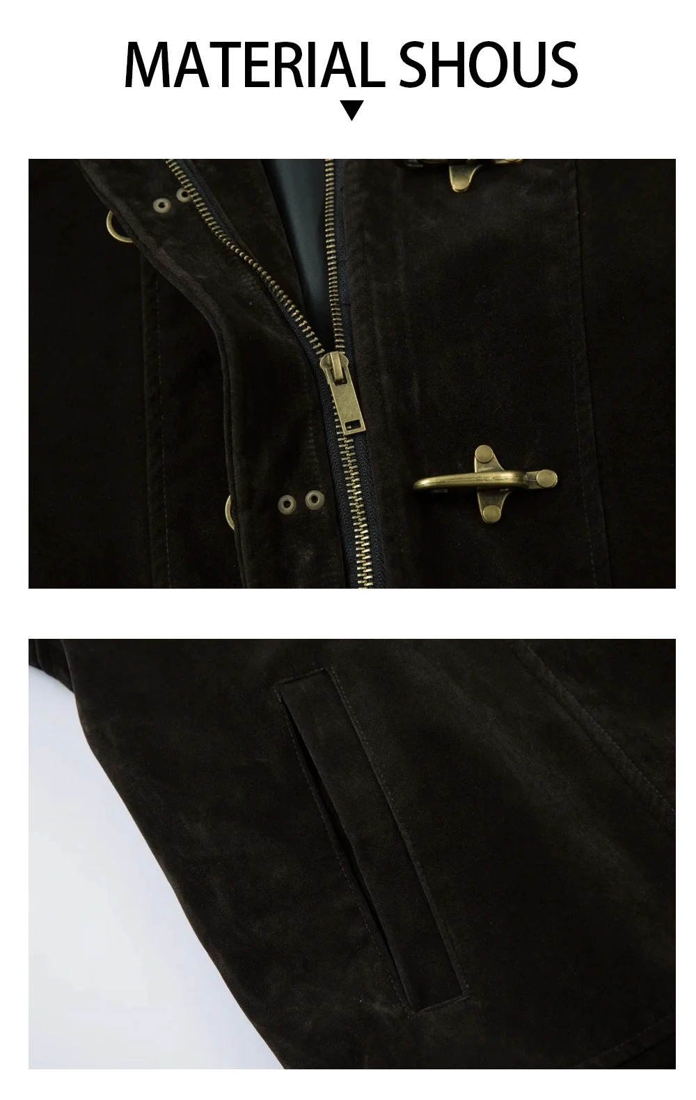 Retro Spliced Suede Jacket Mens Button Decoration Autumn Winter Retro Lapel Long Sleeve Loose Outerwear Man