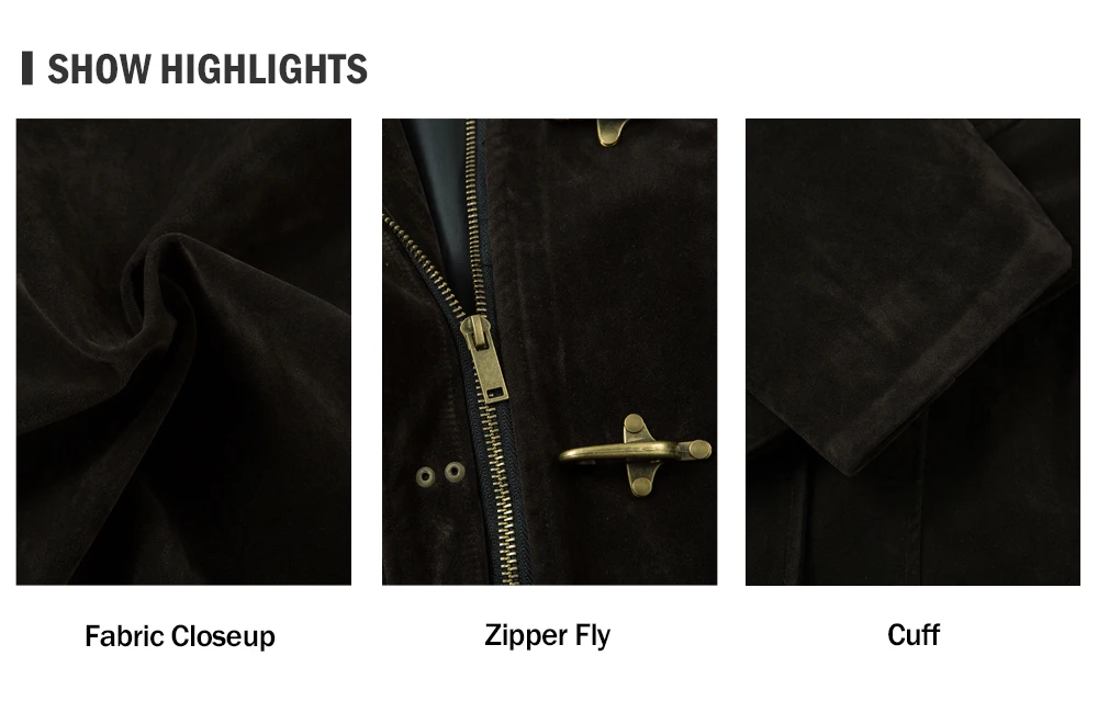Retro Spliced Suede Jacket Mens Button Decoration Autumn Winter Retro Lapel Long Sleeve Loose Outerwear Man
