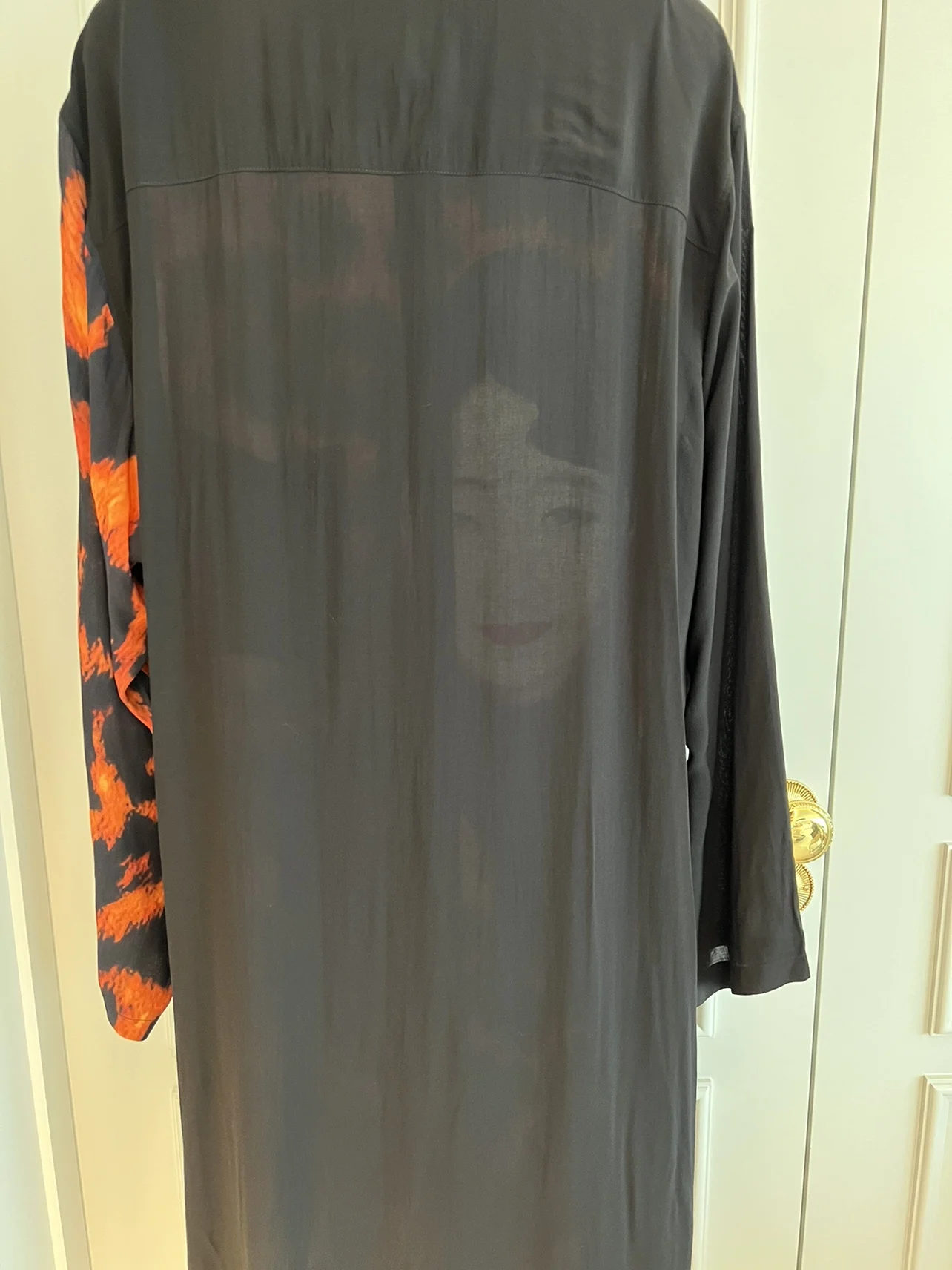 TOP-YAMAMOTO original design silk leopard print long shirt Paris fashion show silhouette long shirt