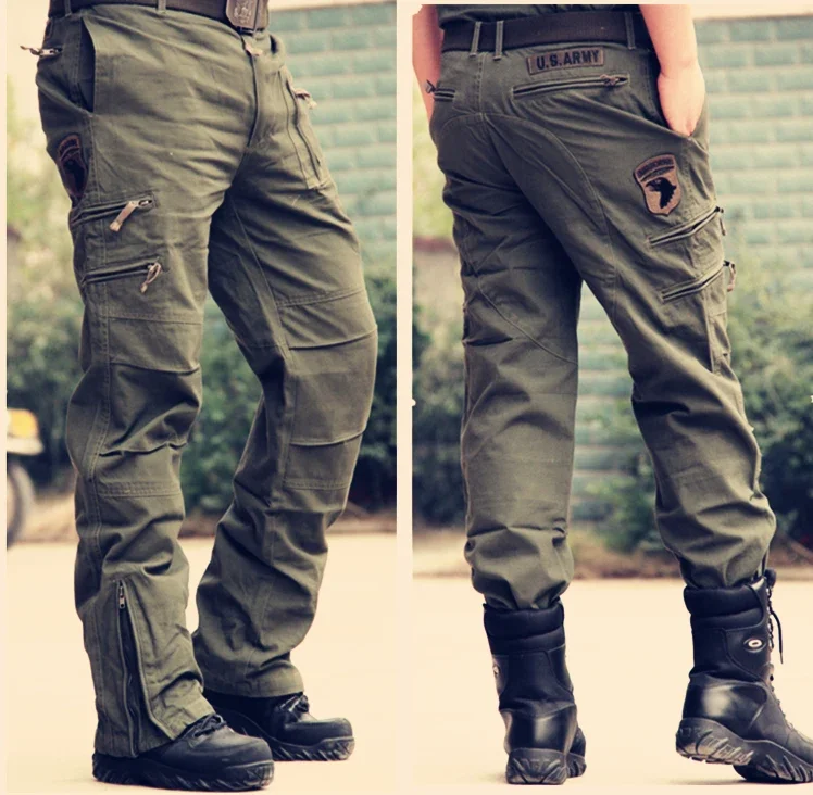 Men's Cargo Pants Outdoors Style Tactical Pants Male Camo Jogger Plus Size Cotton Many Pocket Men Camouflage Black Trousers