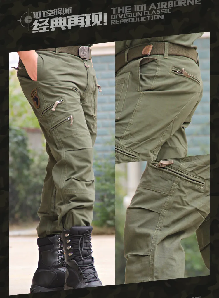 Men's Cargo Pants Outdoors Style Tactical Pants Male Camo Jogger Plus Size Cotton Many Pocket Men Camouflage Black Trousers