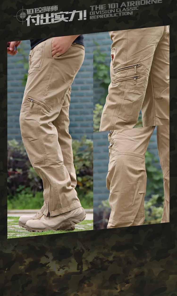 Men's Cargo Pants Outdoors Style Tactical Pants Male Camo Jogger Plus Size Cotton Many Pocket Men Camouflage Black Trousers