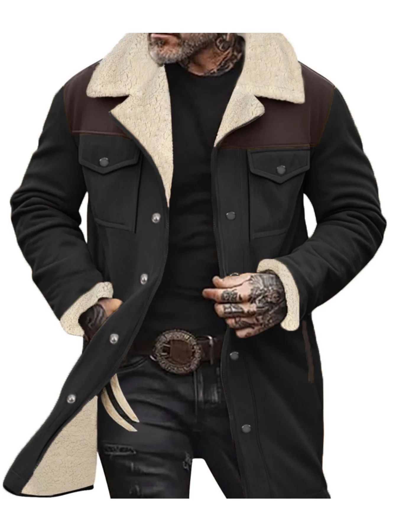 Warm Trech Men's Winter Trench Coat Windproof Fleece Lined EU Fit Street to Office Mans Wear