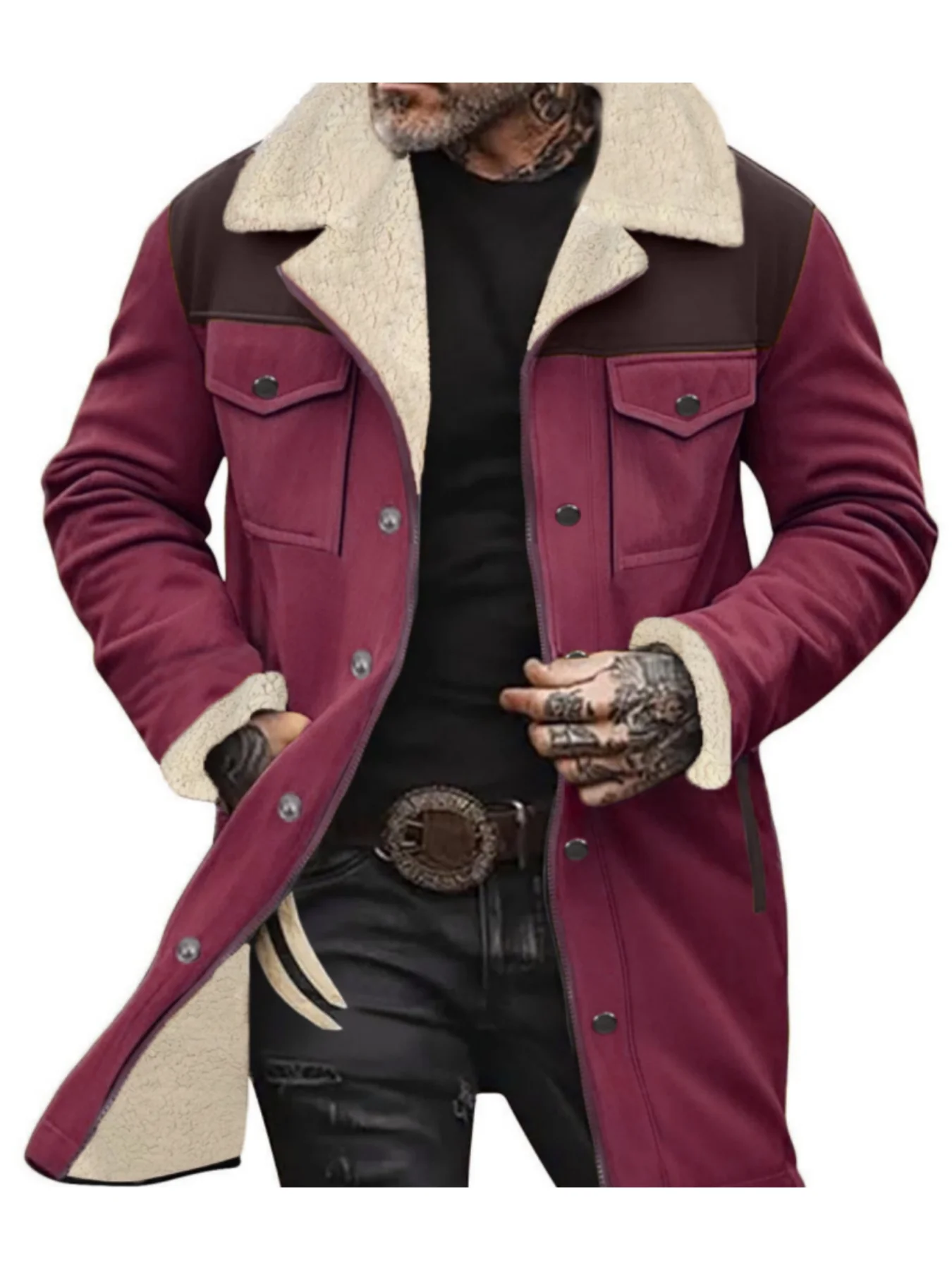 Warm Trech Men's Winter Trench Coat Windproof Fleece Lined EU Fit Street to Office Mans Wear