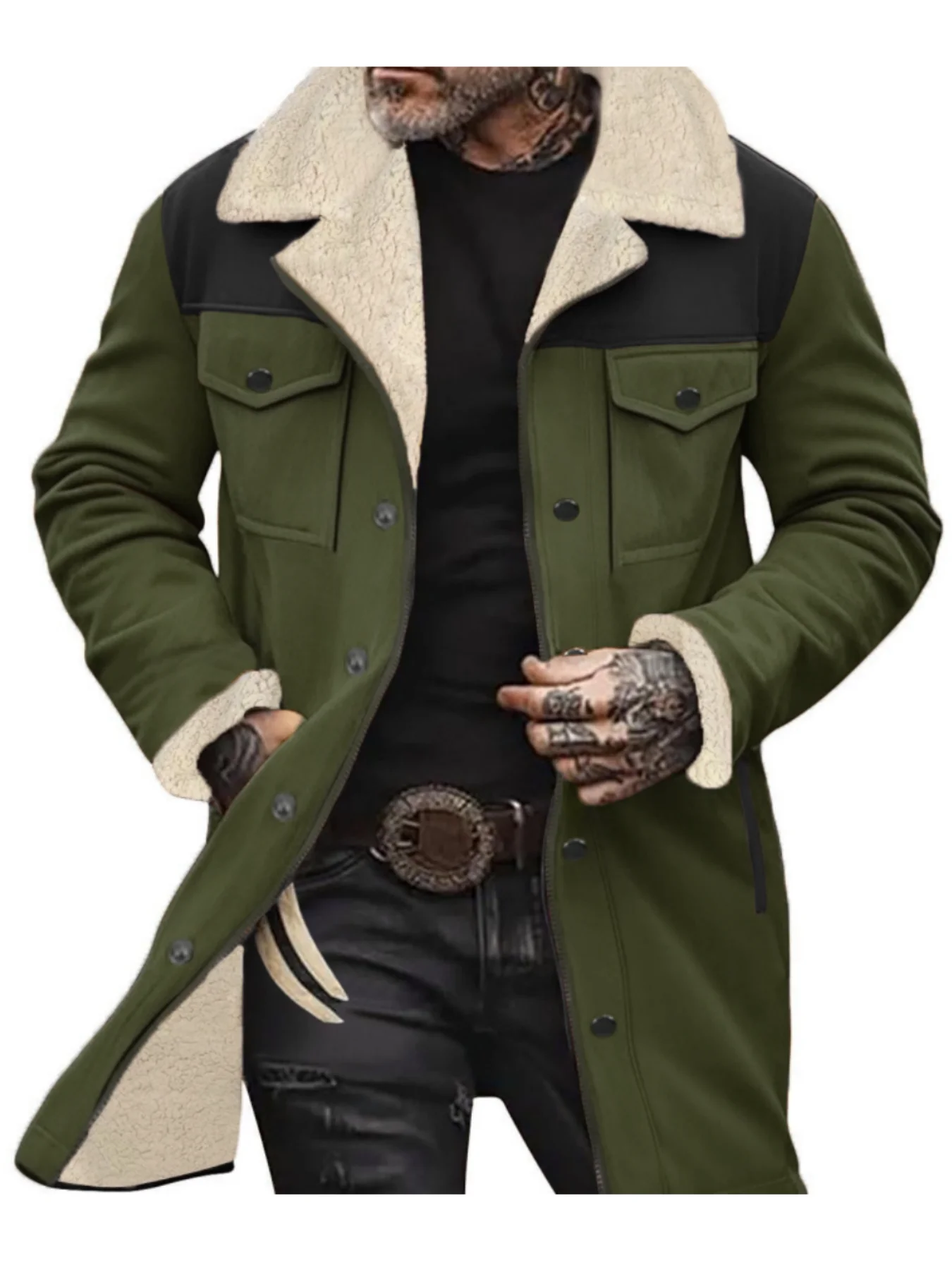 Warm Trech Men's Winter Trench Coat Windproof Fleece Lined EU Fit Street to Office Mans Wear