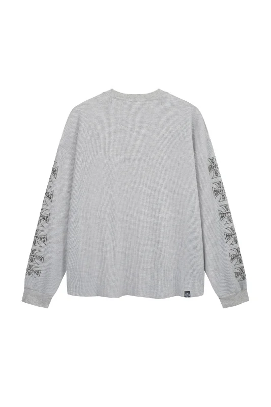 2025 West Coast Chopper Waffle Logo Print Long Sleeve T-shirt American High Street Loose Oversized Vintage Men Cotton T shirt