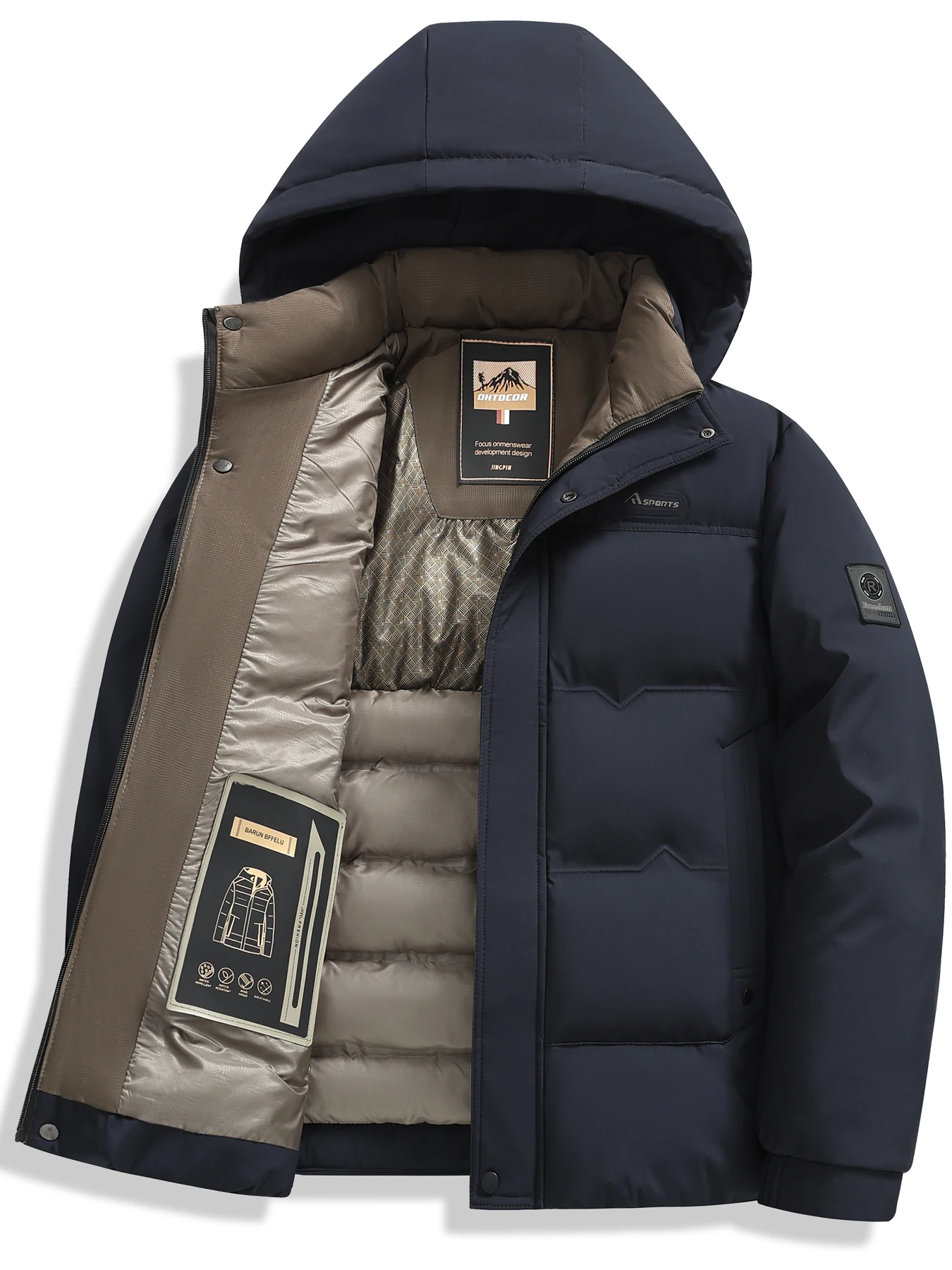 2026 Winter New Style Men's Detachable Hat Casual Business Cotton Jacket Warm Jacket Outdoor Clothing for Men