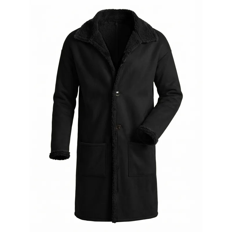 2026 Winter Long Coat Grab Fleecy Casual Coat New Street Fashion Outerwear Overcoat Plus-size Men's Long Windproof Suede  Jacket