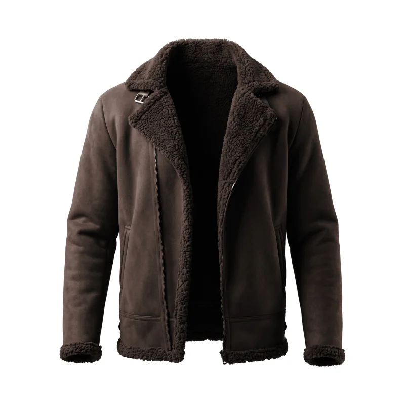 Men Winter Jacket Faux Suede Fleece Lined Warm Coat Zip Up Lightweight Thickened Outdoor Hunting Windproof Winter Man's Jackets