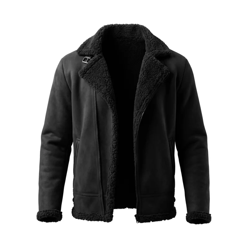 Men Winter Jacket Faux Suede Fleece Lined Warm Coat Zip Up Lightweight Thickened Outdoor Hunting Windproof Winter Man's Jackets