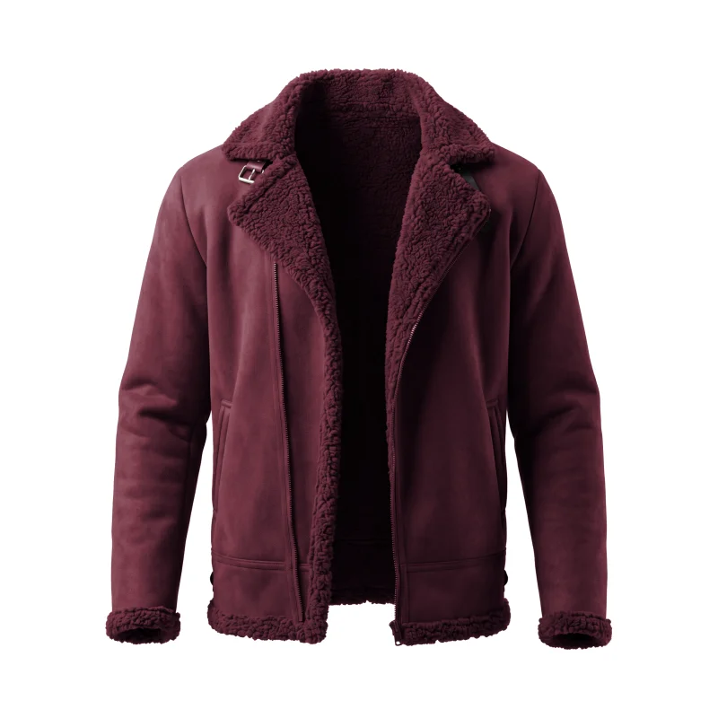 Men Winter Jacket Faux Suede Fleece Lined Warm Coat Zip Up Lightweight Thickened Outdoor Hunting Windproof Winter Man's Jackets