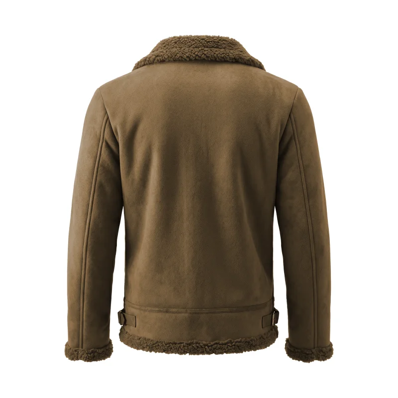 Men Winter Jacket Faux Suede Fleece Lined Warm Coat Zip Up Lightweight Thickened Outdoor Hunting Windproof Winter Man's Jackets