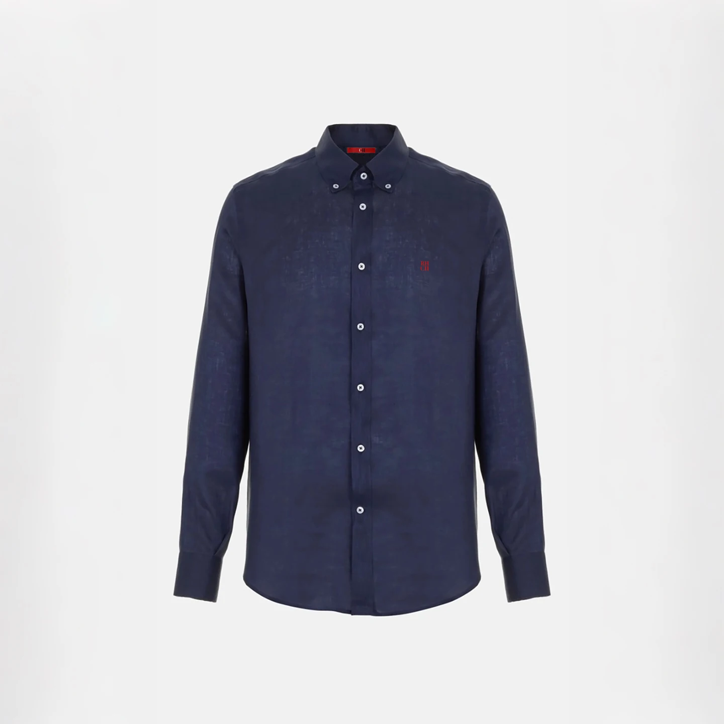 RHCH Men Pure  Shirt Luxury Embroidery Logo Button Down Collar Casual Breathable Solid Color Formal Business Shirts For Men