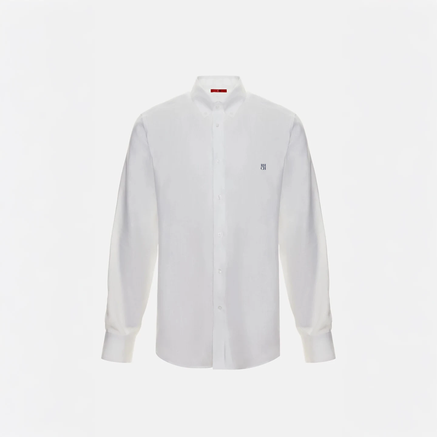 RHCH Men Pure  Shirt Luxury Embroidery Logo Button Down Collar Casual Breathable Solid Color Formal Business Shirts For Men