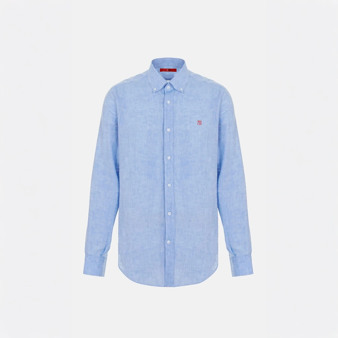 RHCH Men Pure  Shirt Luxury Embroidery Logo Button Down Collar Casual Breathable Solid Color Formal Business Shirts For Men